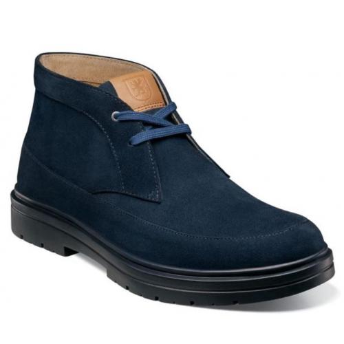 Stacy Adams "Amherst" Navy Genuine Suede Leather Moc Toe Chukka Boot 25340-415.